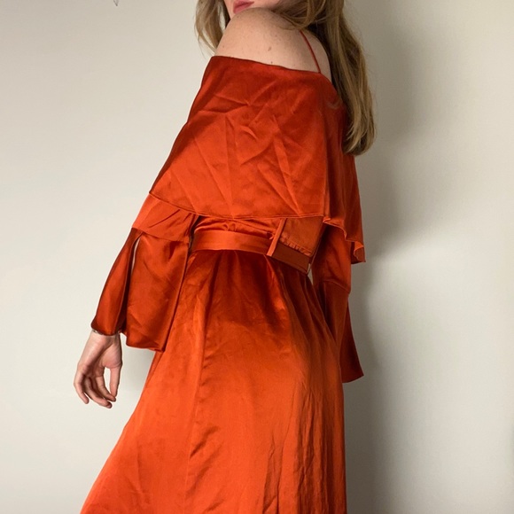 Burnt orange satin dress - Picture 3 of 5